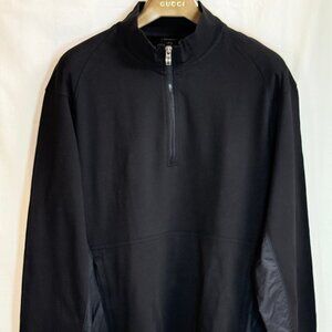 Victorinox Men's Mock Neck 1/4 Zip Long Sleeves Pullover Sweatshirt- Black - XXL